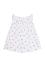 Girls Pink Heart Print Scoop Neck Pima Cotton Dress