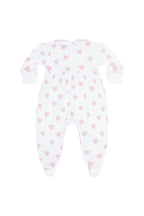 Pink Heart Print Smocked Footie
