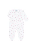 Pink Heart Print Pima Zipper Footie