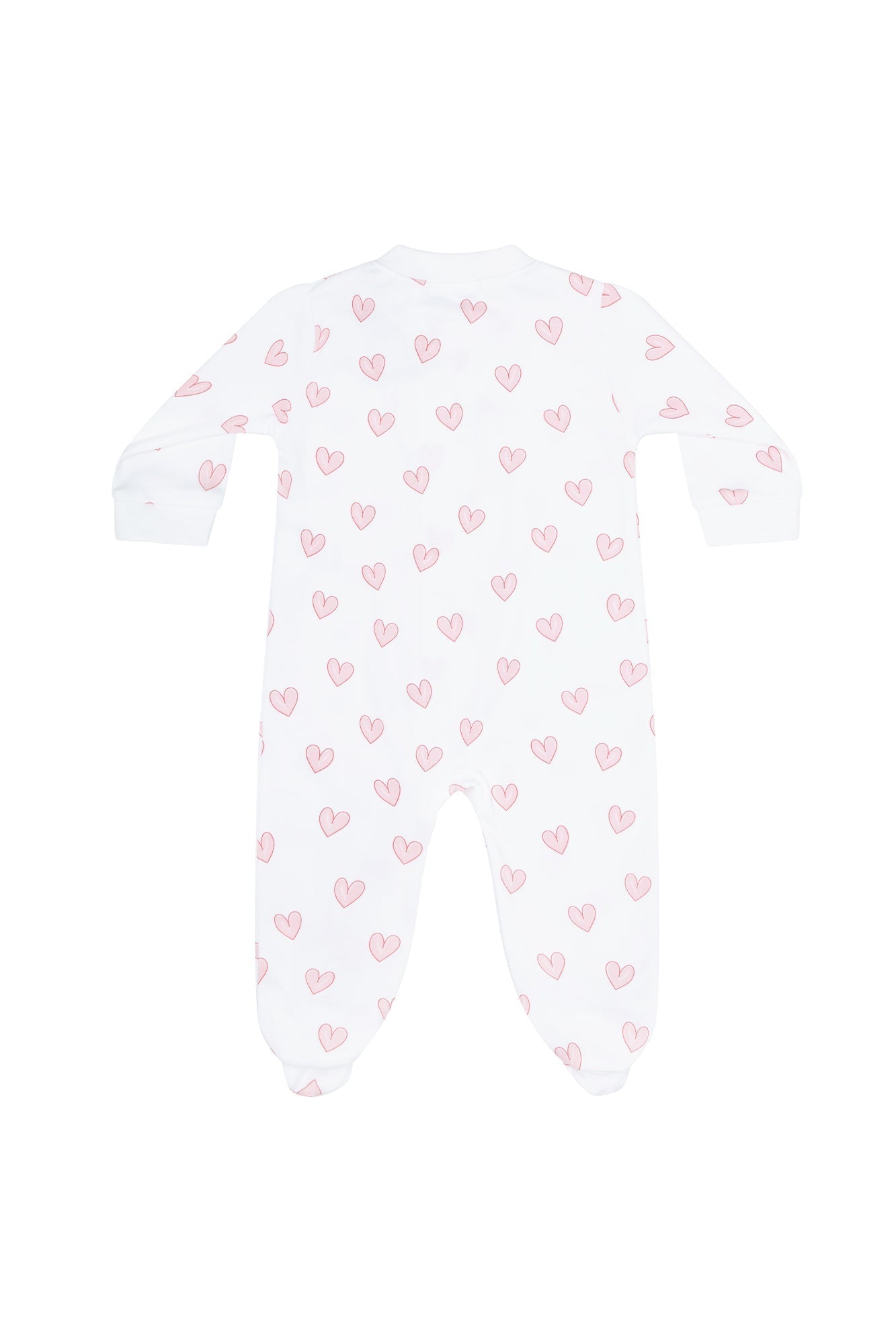 Pink Heart Print Pima Zipper Footie