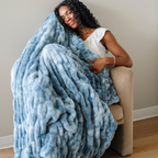 DOUBLE RUCHED FAUX FUR THROW BLANKETS