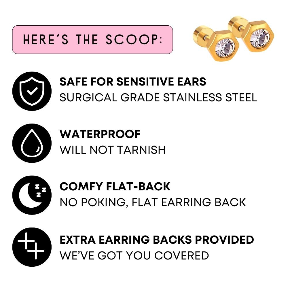 American Heart Stud Earrings – Screwback Gold