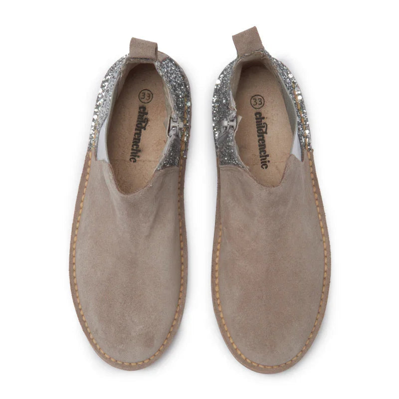 Olivia Taupe Zip-Up Shoes