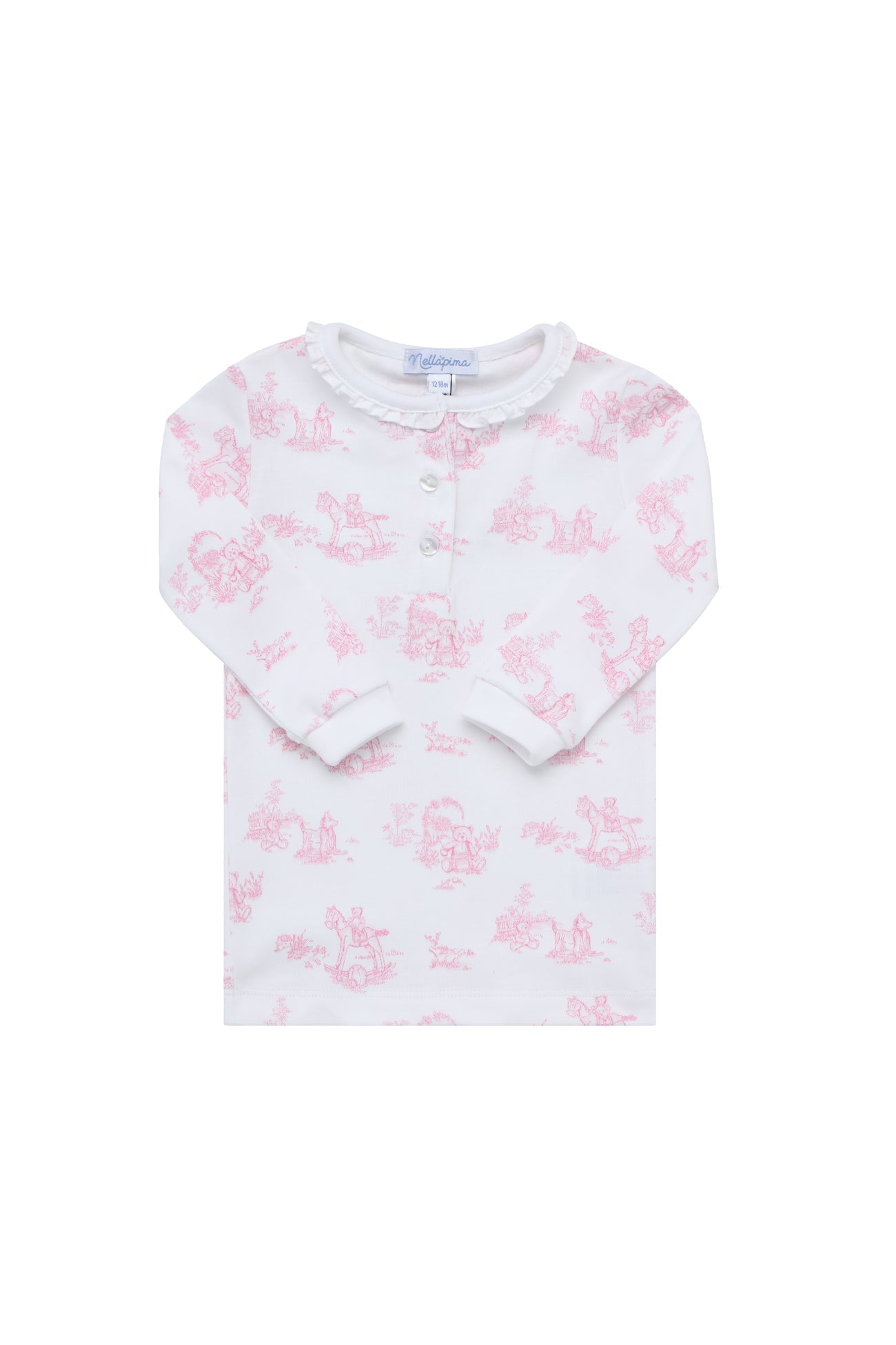Girls Pink Toile Pima Cotton Pajamas