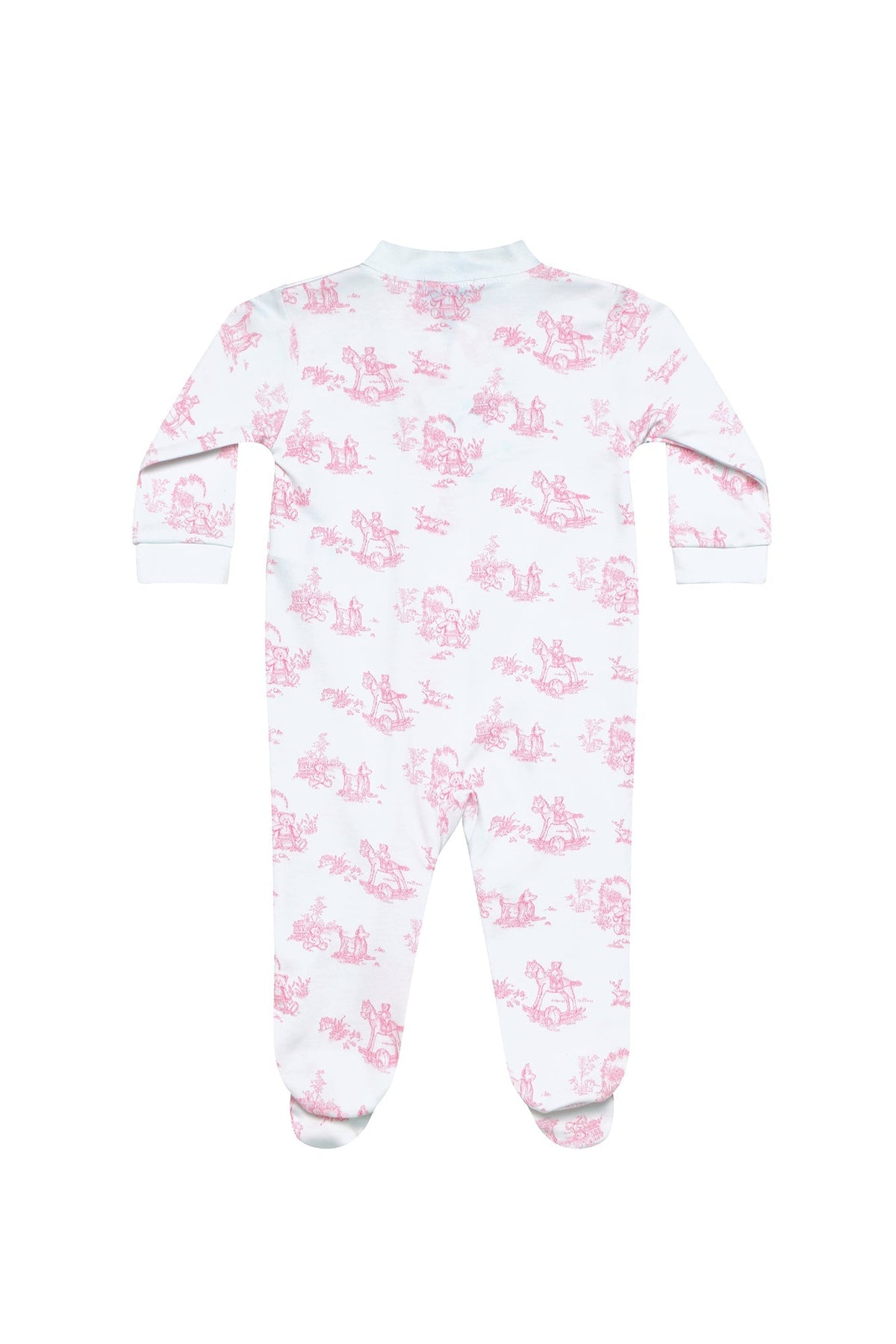 Pink Toile Zipper Footie