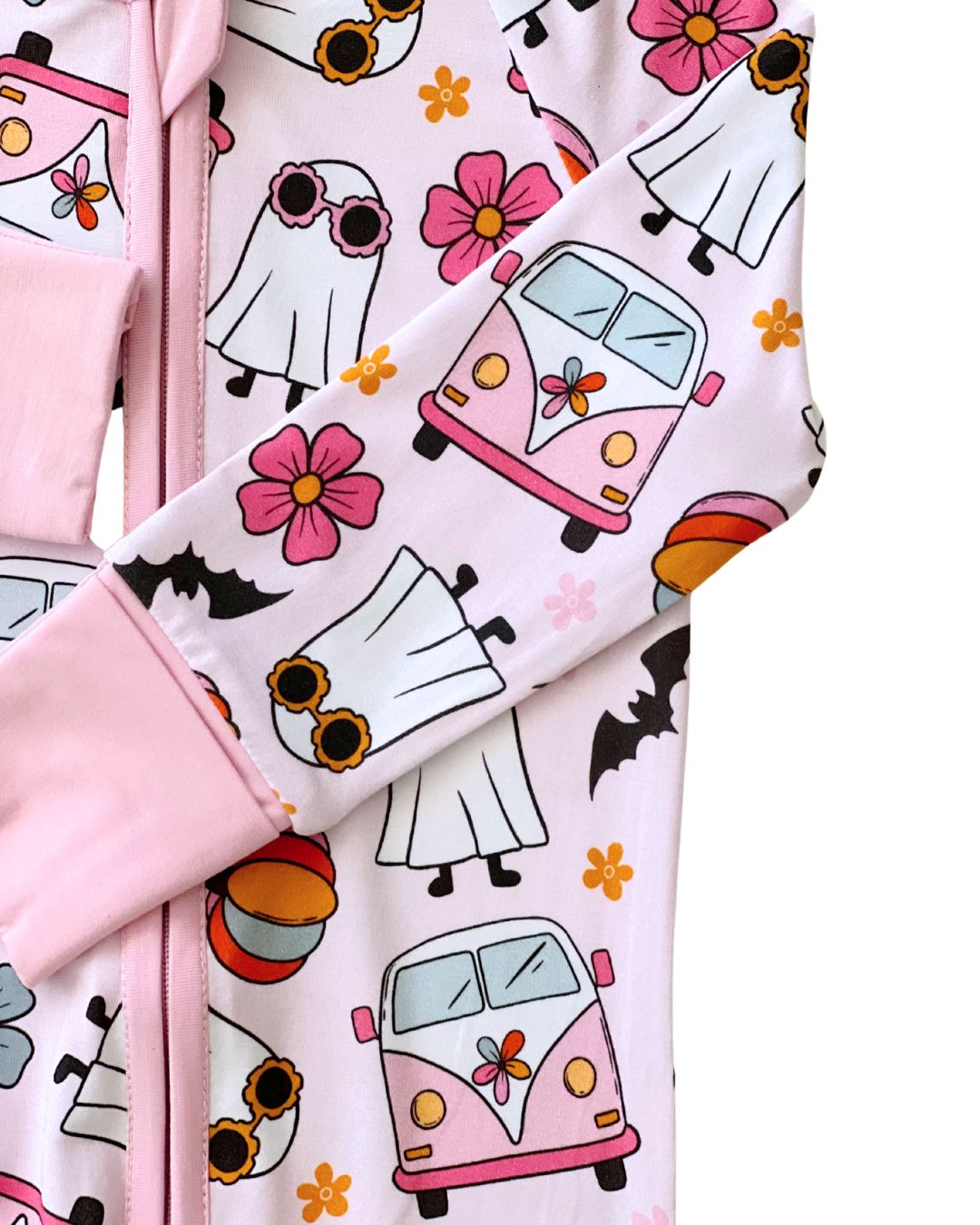 Baby Girl Retro Ghost Bamboo Zip Pajama Romper
