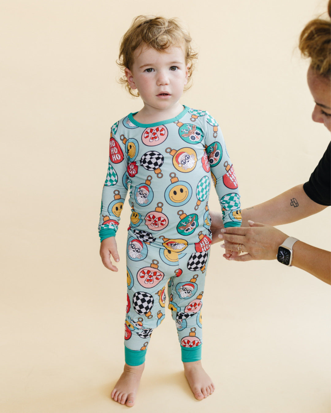 Bamboo Two Piece Kids Pajama Set | Christmas Ornaments