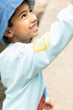 Recycled Cotton Blue Pocket Kid Sweatshirt