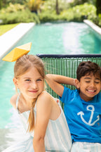 Linen Cabana Stripe Strappy Kid Dress