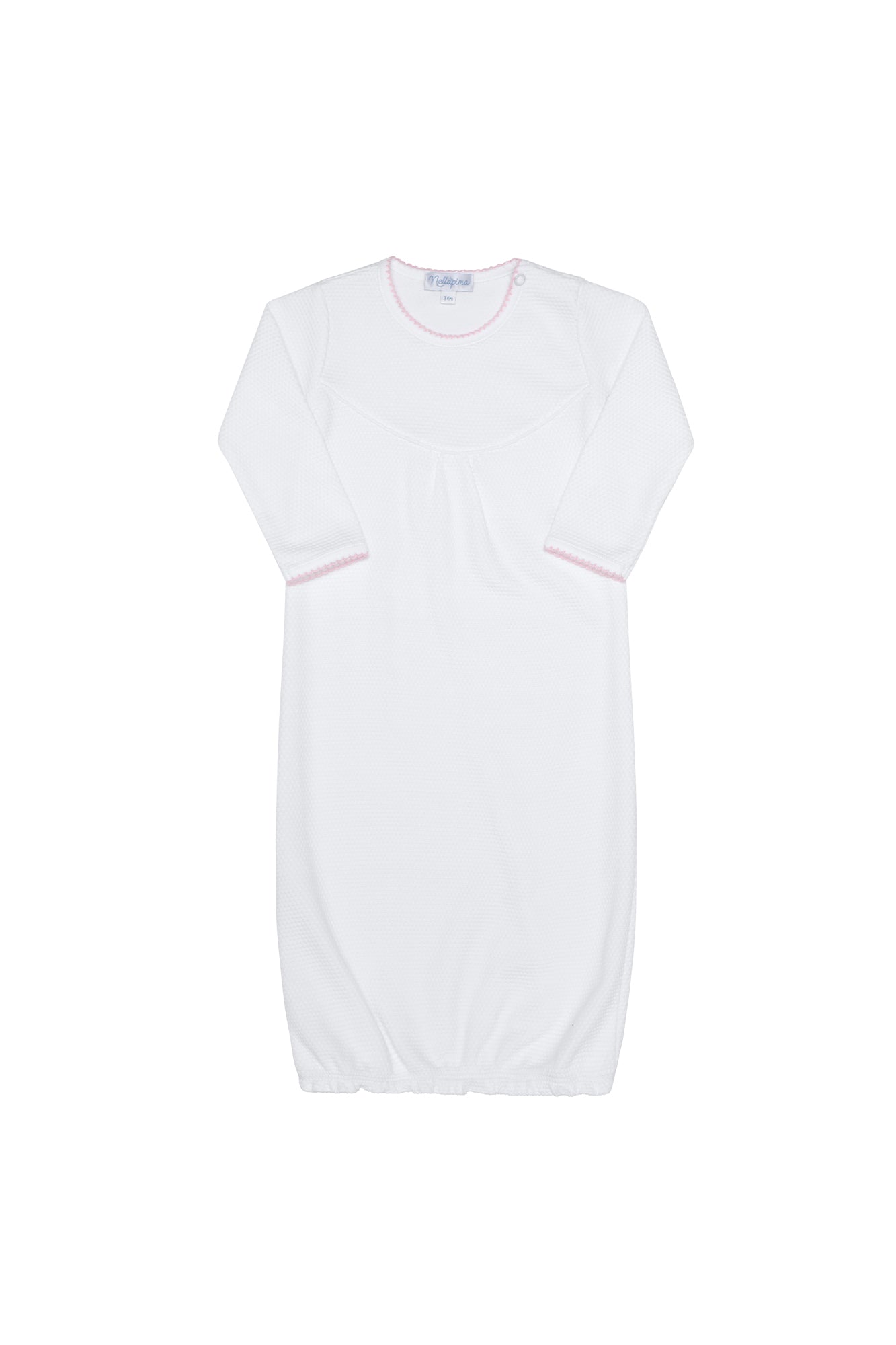 White Picot Trim Gown