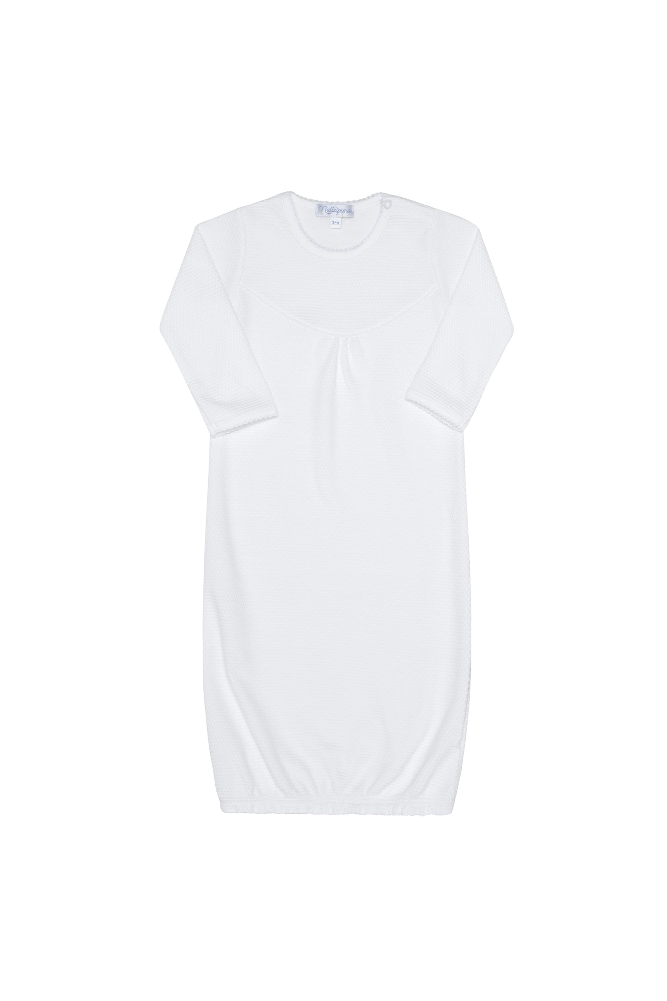 White Picot Trim Gown