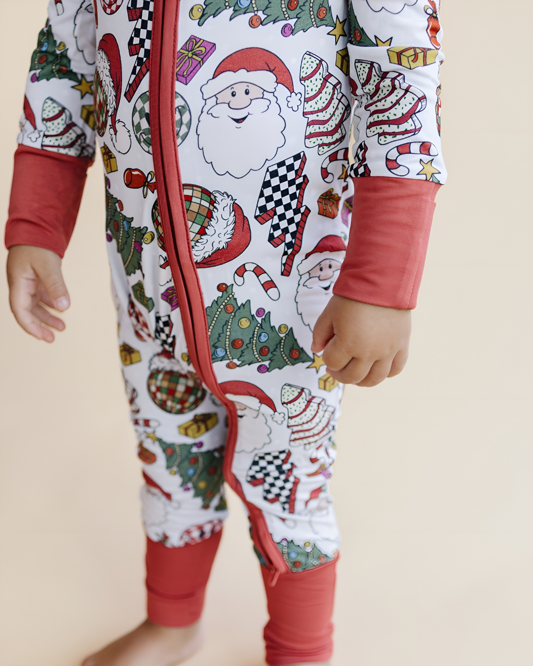Baby Retro Christmas Bamboo Zip Pajama Romper