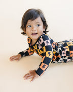 Kids Bamboo Two Piece Pajama Set with Colorful Checks and Bolts by Lucky Panda Kids 
