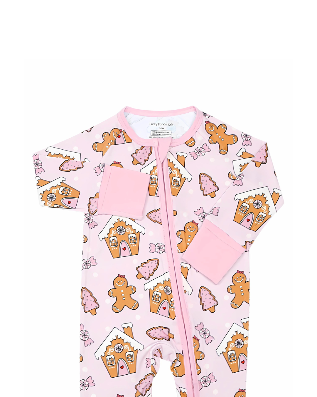 Baby Girl Gingerbread Cookies Bamboo Zip Pajama Romper