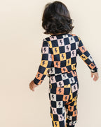 Kids Bamboo Two Piece Pajama Set with Colorful Checks and Bolts by Lucky Panda Kids 