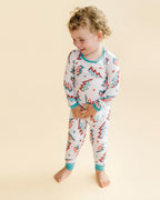 Kids Checkered Bolts Bamboo Two-Piece Pajama Set for a cozy and stylish Christmas