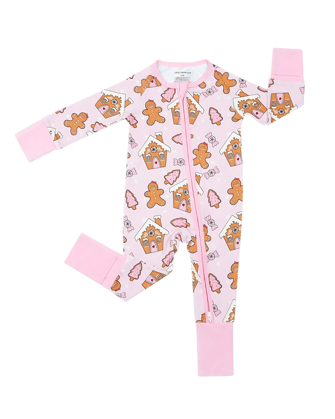 Baby Girl Gingerbread Cookies Bamboo Zip Pajama Romper