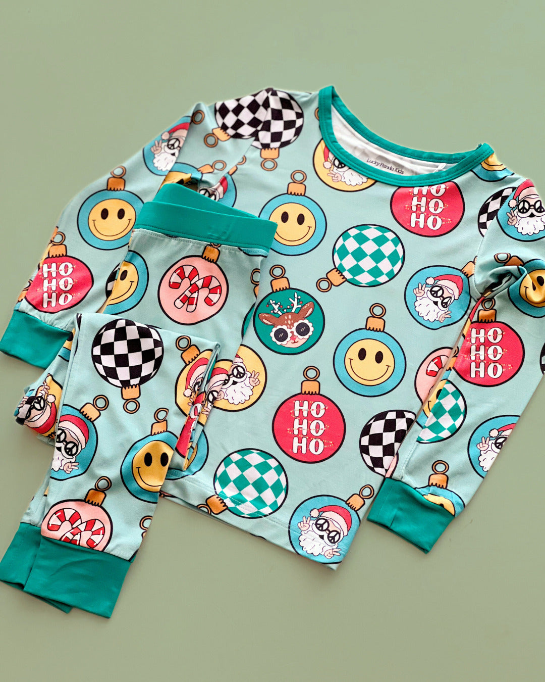 Bamboo Two Piece Kids Pajama Set | Christmas Ornaments