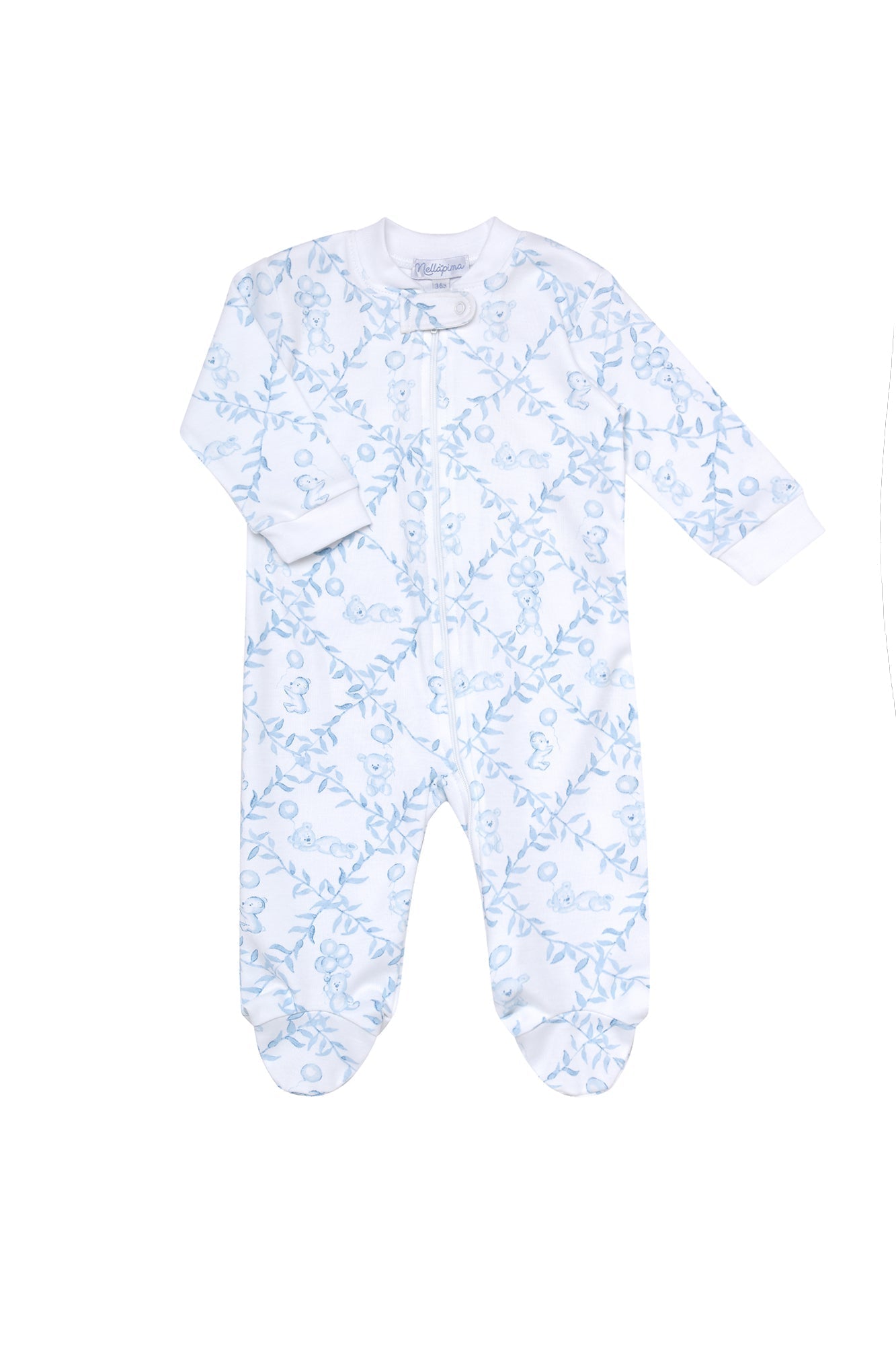 Baby Boys Blue Bears Trellace Zipper Footie
