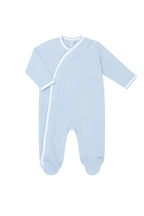 Blue Bubble Pima Cotton Crossover Baby Footie