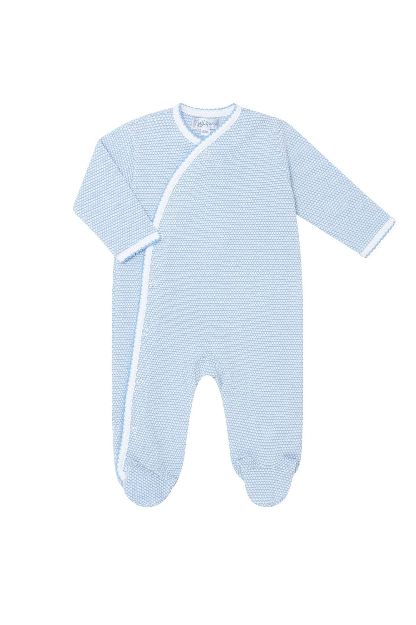 Blue Bubble Pima Cotton Crossover Baby Footie