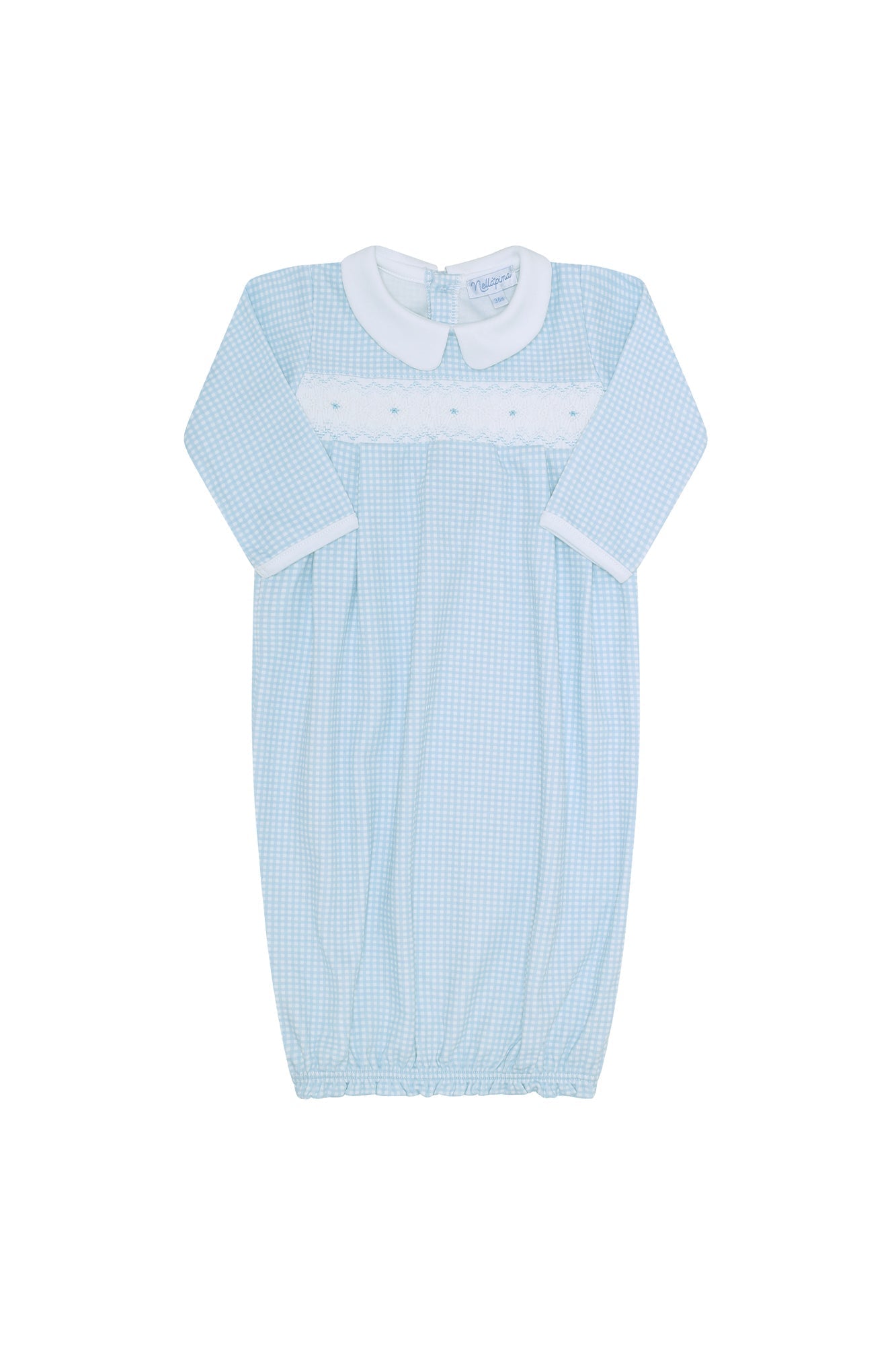 Blue Gingham Baby Pima Cotton Gown