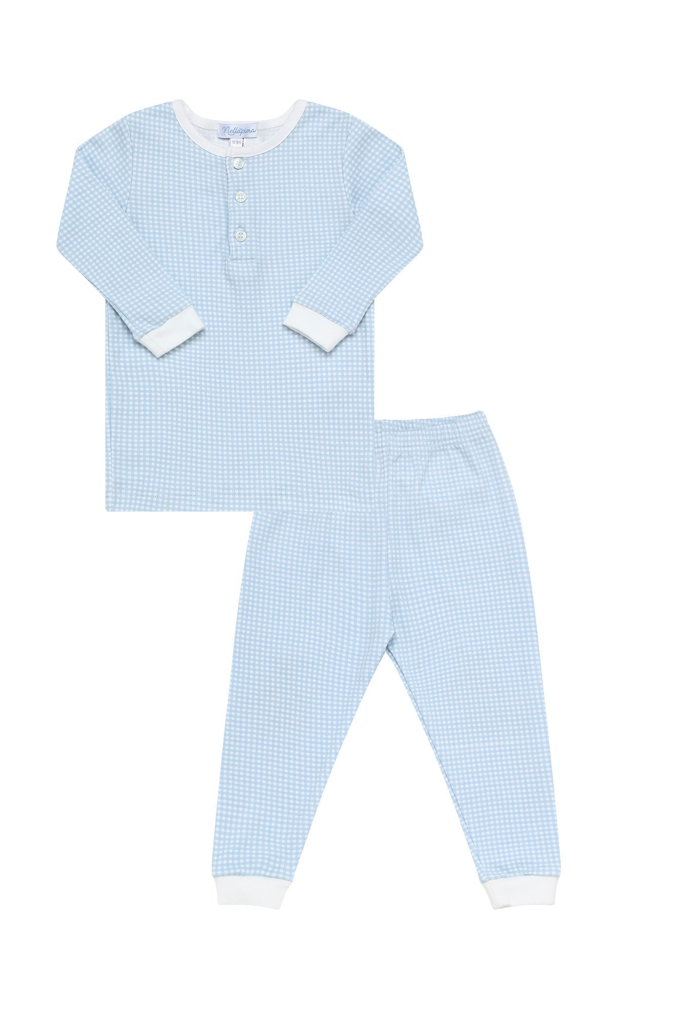 Baby Blue Gingham Pima Cotton Pajama Set