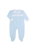 Blue Gingham Pima Cotton Smocked Baby Footie