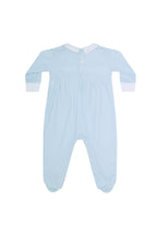 Blue Gingham Pima Cotton Smocked Baby Footie
