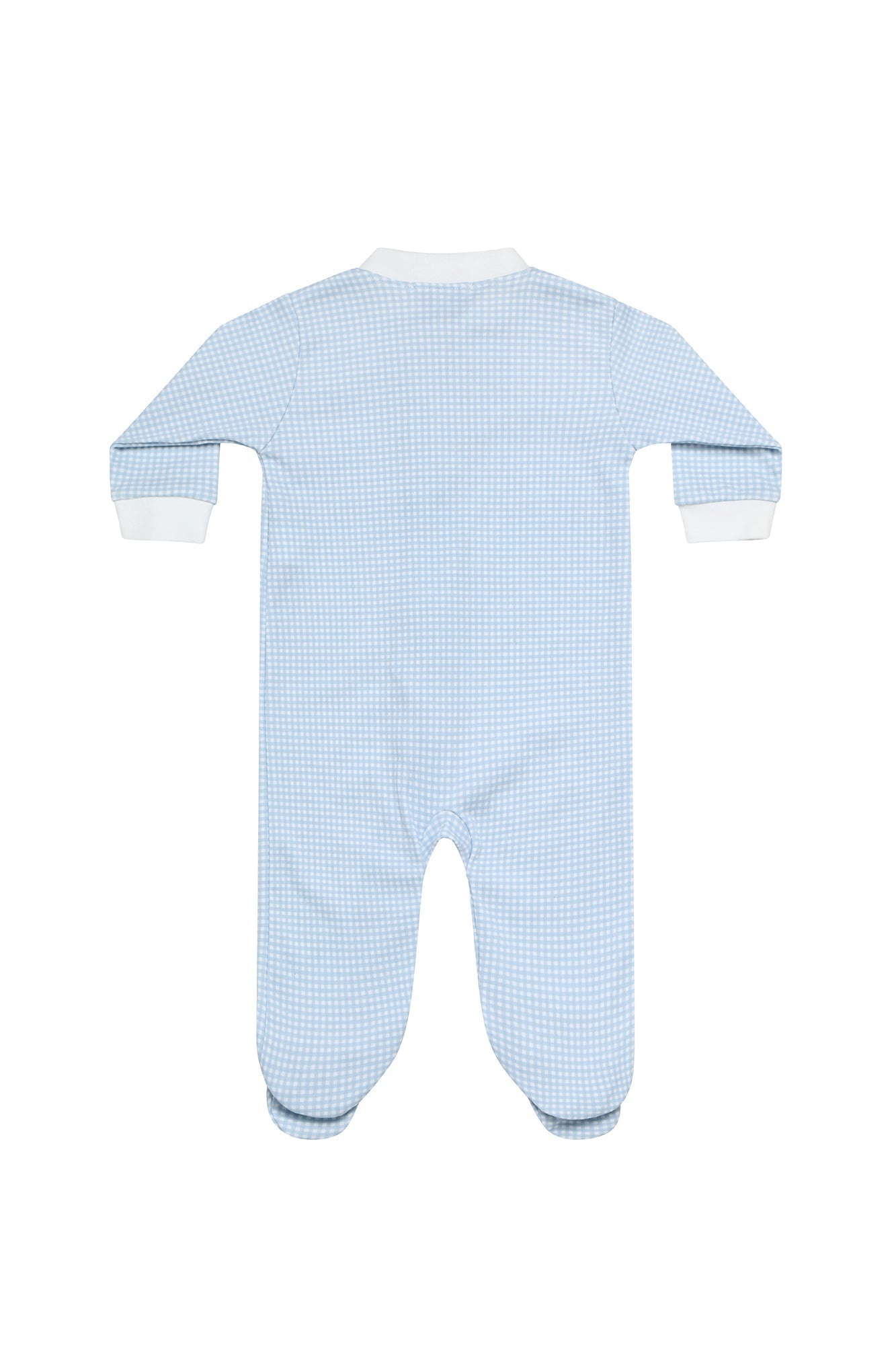 Blue  Gingham Zipper Footie