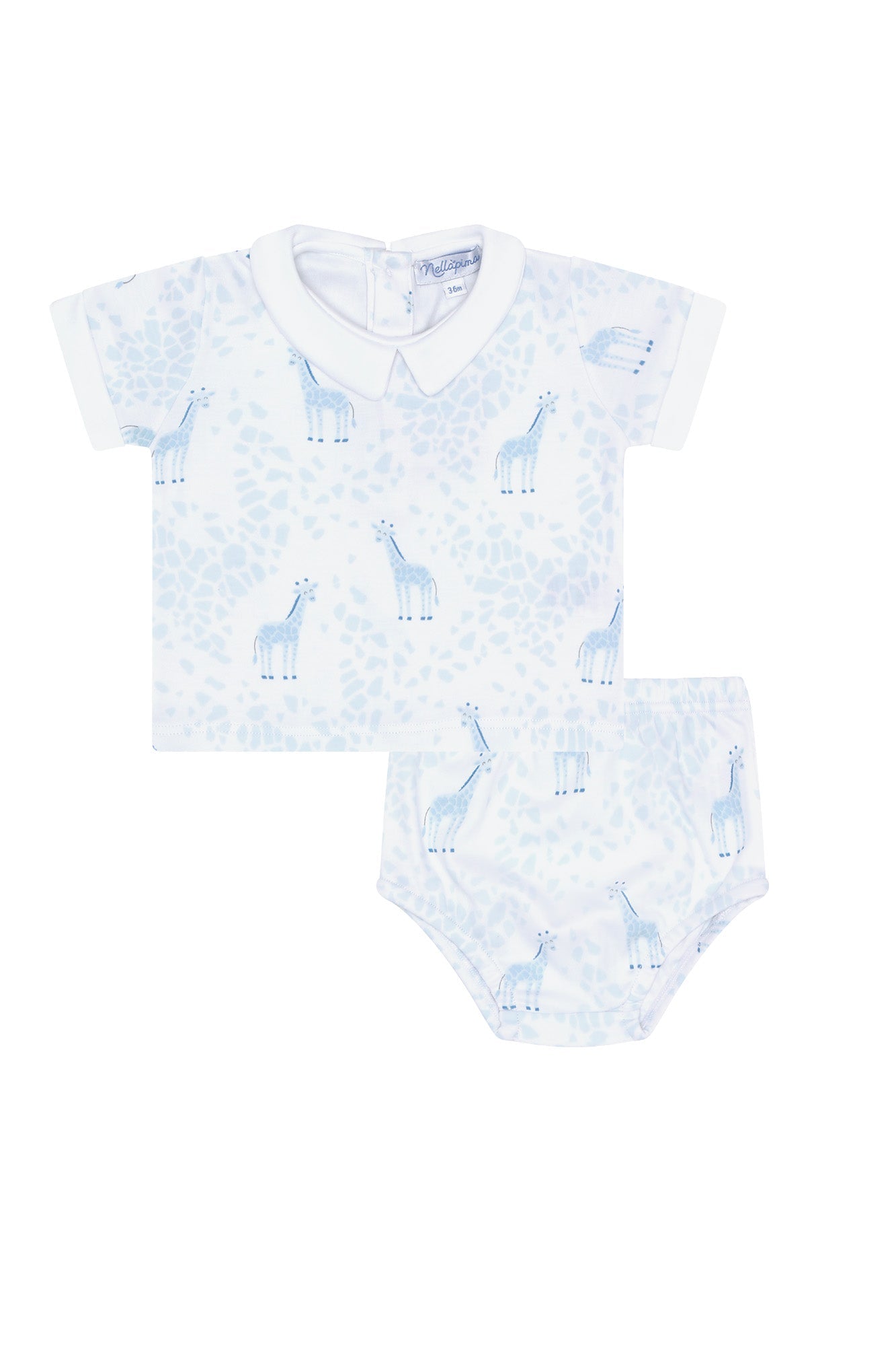 Blue Giraffe Pima Cotton Diaper Cover Set