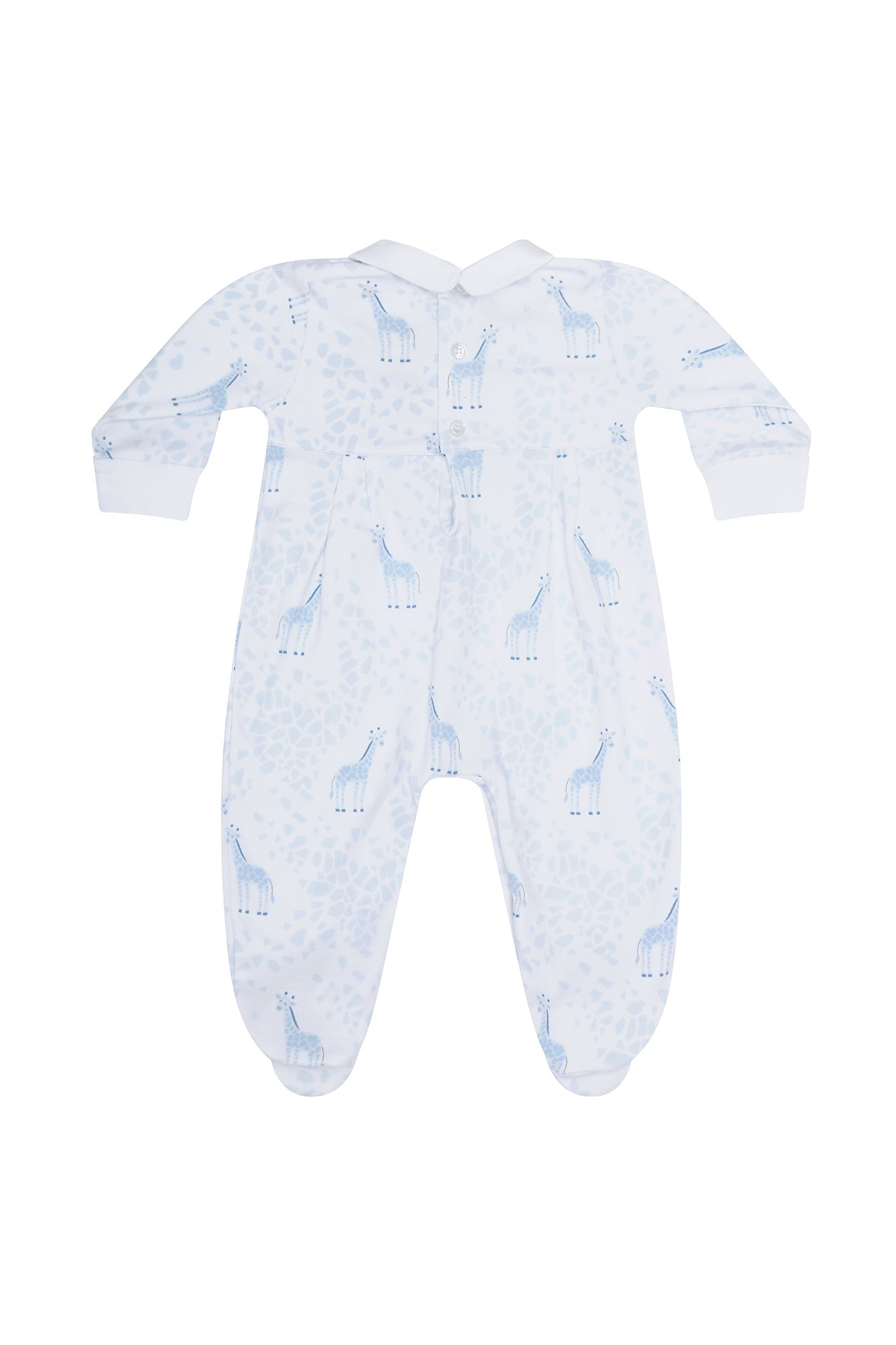 Blue Giraffe Print Smocked Footie
