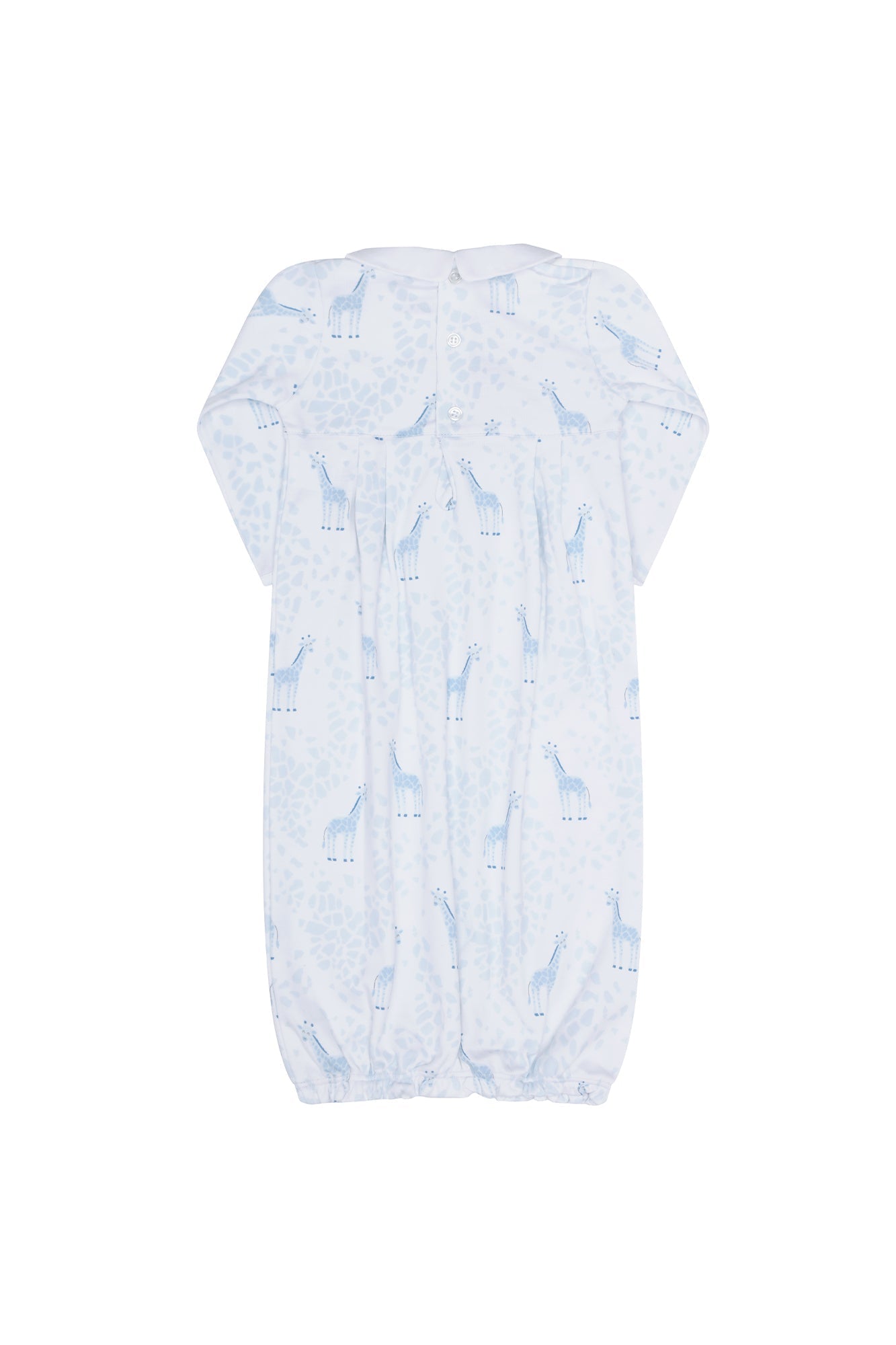 Blue Giraffe Print Smocked Gown 