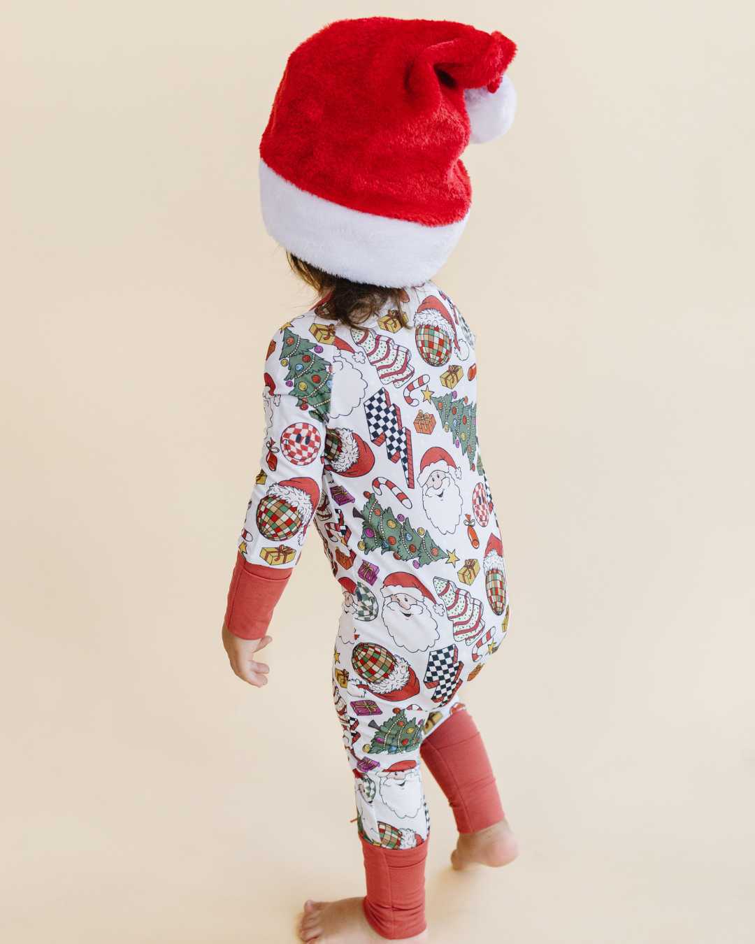 Baby Retro Christmas Bamboo Zip Pajama Romper