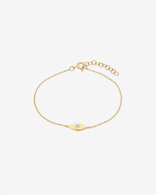 14k Gold Diamond Evil Eye Bracelet