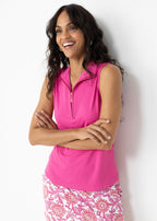 Magenta 1/4 Zip Sleeveless Sport Top