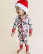 Baby Retro Christmas Bamboo Zip Pajama Romper