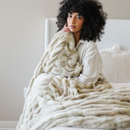 Double Ruched Faux Fur XL Throw Blanket