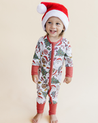 Baby Retro Christmas Bamboo Zip Pajama Romper