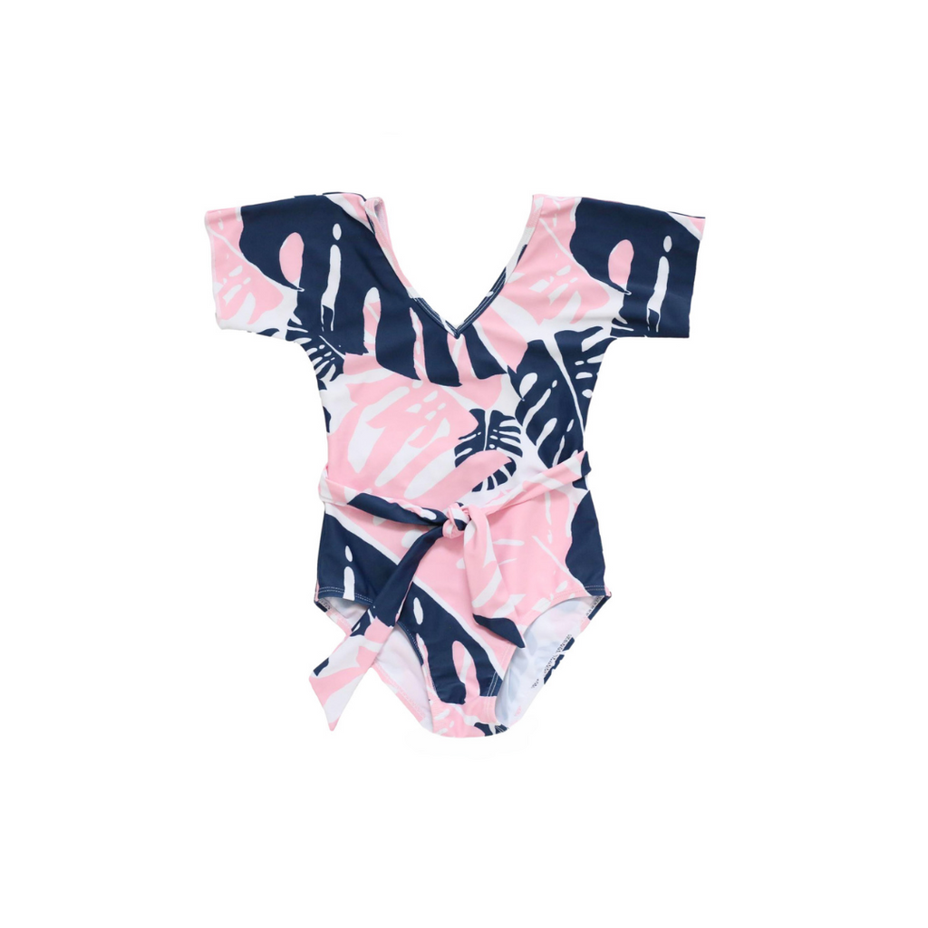 South Beach Tropical Belted One-Piece Swimsuit