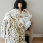 Double Ruched Faux Fur XL Throw Blanket