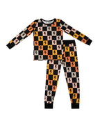 Kids Bamboo Two Piece Pajama Set | Colorful Checks & Bolts