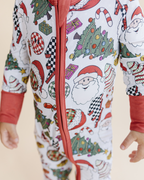 Baby Retro Christmas Bamboo Zip Pajama Romper