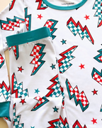 Checkered Bolts Bamboo Two-Piece Pajama Set for Kids