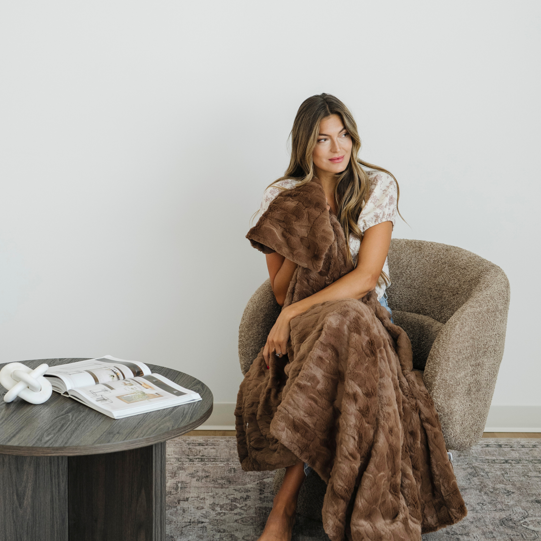 Patterned Faux Fur Throw Blanket