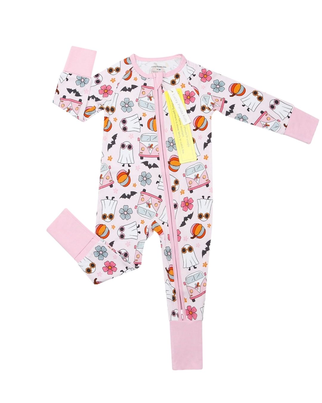 Baby Girl Retro Ghost Bamboo Zip Pajama Romper