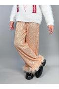 Sequin Wide Leg Feather Pants