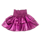 AA Fuchsia Metallic Smocked Ruffle Mini Skirt
