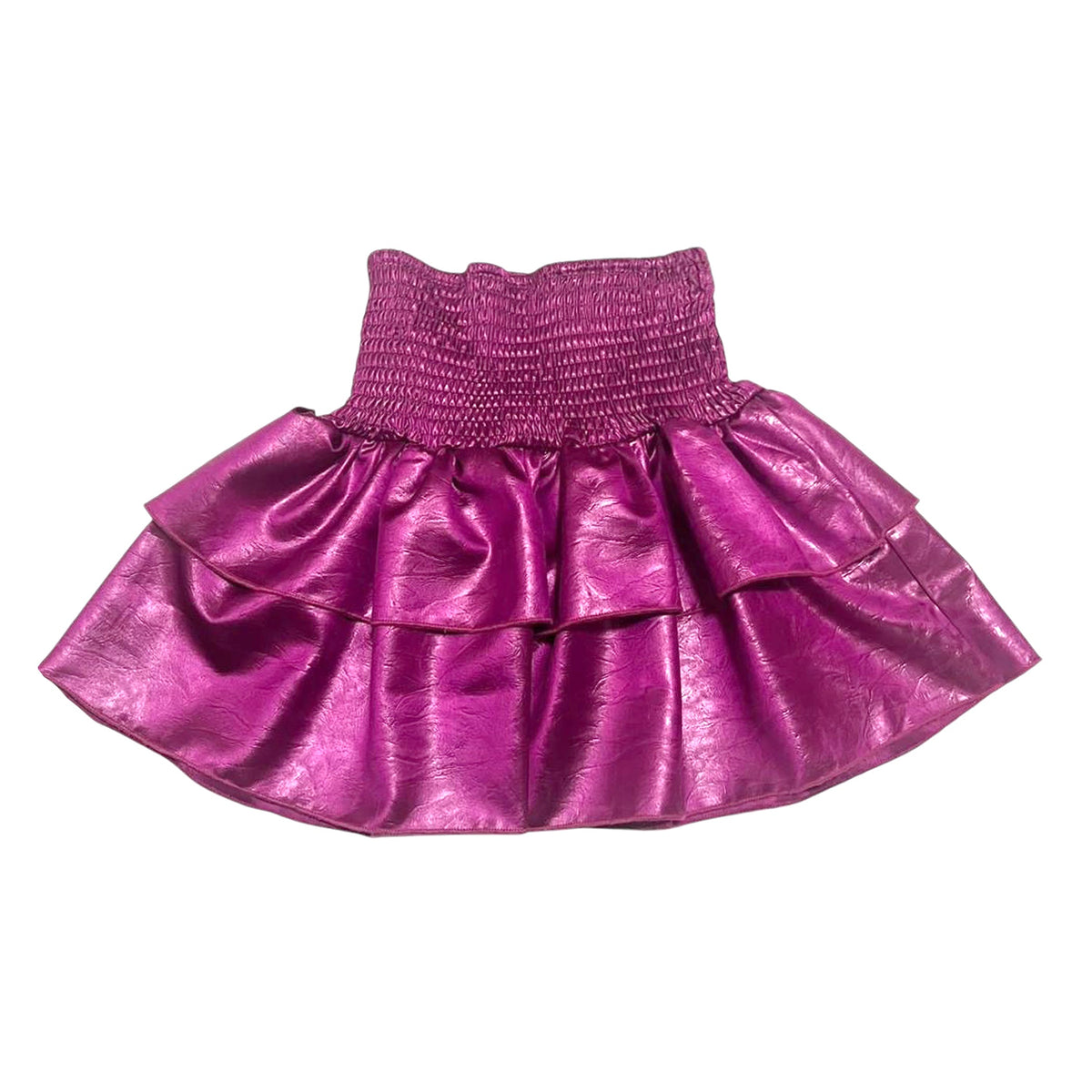 Fuchsia Smocked Ruffle Mini Skirt