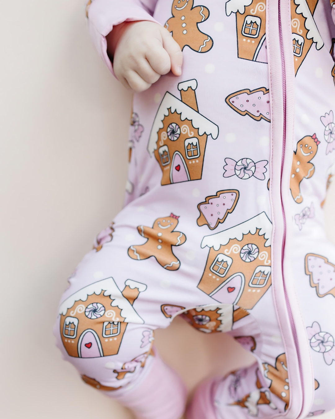 Baby Girl Gingerbread Cookies Bamboo Zip Pajama Romper